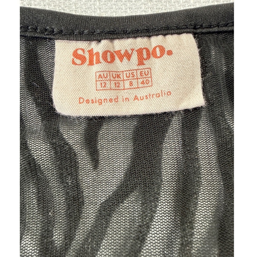 Showpo Black Zebra Burnout Mesh Maxi Dress Velvet Animal Print Scoop Back Size 8 - Picture 5 of 7